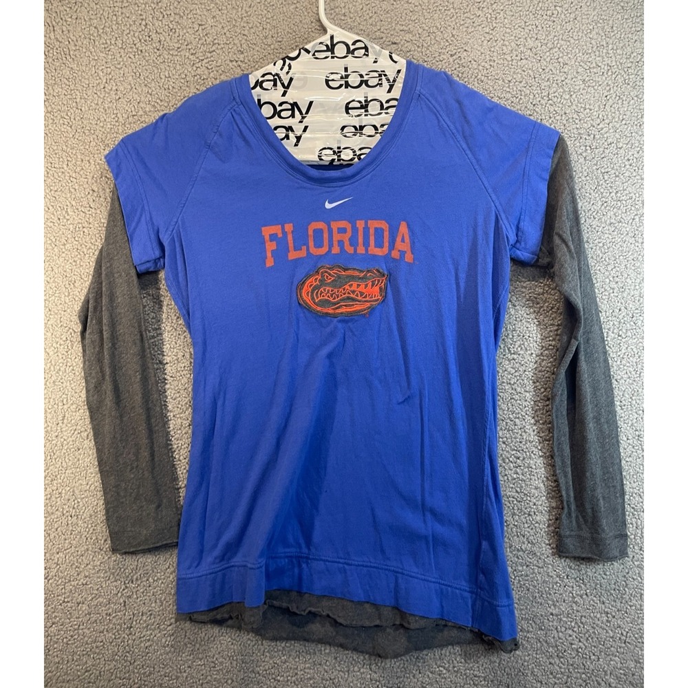 Nike Florida Gator T Shirt Womens Size XL Blue and Gray Casual Football